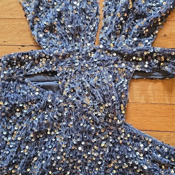 NWT, Alglist, Sequin, Cut-Out, Halter, Mini Dress, Silver, Women's S - Picture 11 of 16